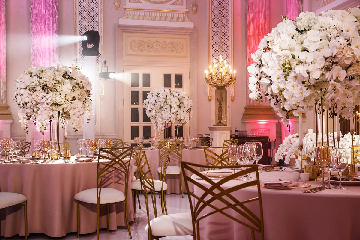 Elegant banquet hall for a wedding party